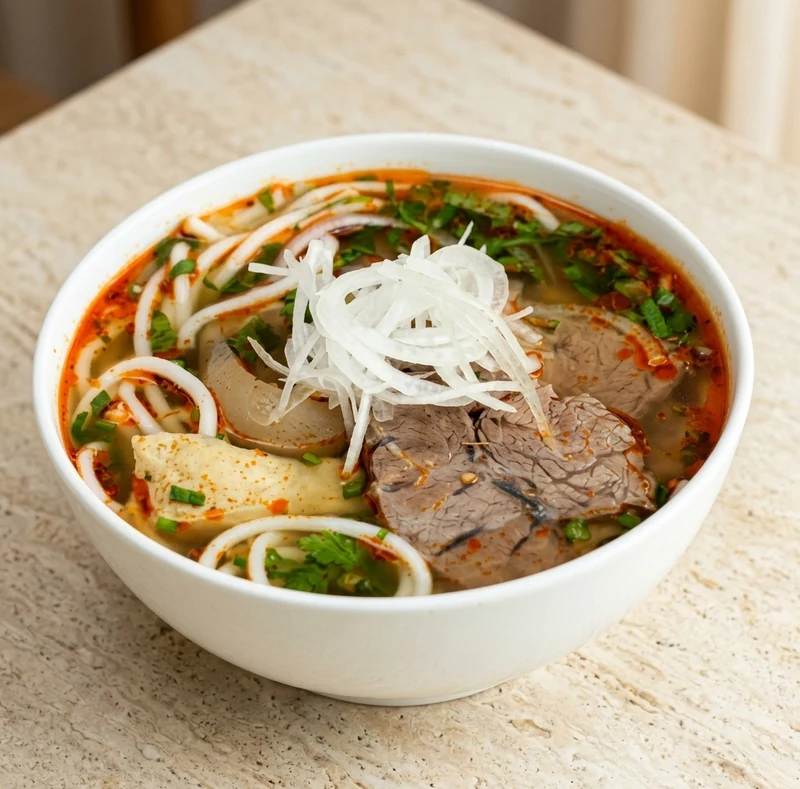 Bún Bò Huế spicy Hue-style beef noodle soup at Ha Long Bay in downtown Calgary