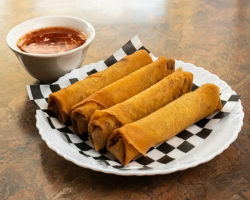 Crispy deep-fried Vietnamese spring rolls (cha gio) at Ha Long Bay in downtown Calgary